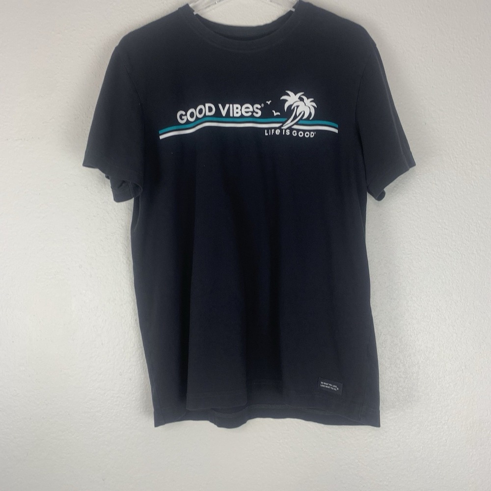 Life is Good Shirt Mens Medium Crusher-lite Graphic Tee Good Vibes Palm‎ Tree M